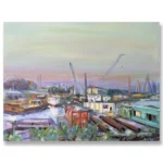 Mark Naismith-Beeley: Moonrise over Sleeping Harbour 2026. Oil on Canvas, 48x65cm Available Artsite Contemporary Sydney.