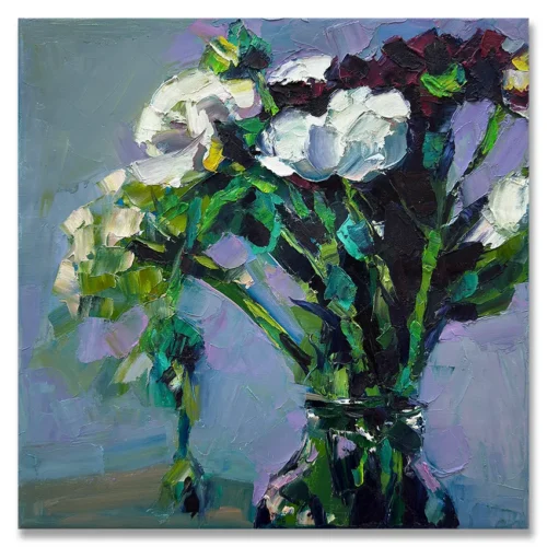 Nikki Adams: A Summer Table, 2025. Oil on lInen. 36x36cm. Available Artist contemporary Sydney Australia.