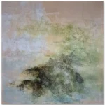 Claudio Valenti: A quiet distance I, 2026 Mixed media on canvas. 60x60cm The work explores the fleeting feeling of a place remembered rather than precisely seen.