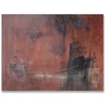 Claudio Valenti: The waiting sea, 2026 Mixed media on canvas. 40x30cm Seen from Bulli Pass, the ocean becomes a vast field of movement and waiting, where distant cargo ships sit quietly along the coast. Their barely perceptible presence shifts the view between landscape and the traces of a working sea.