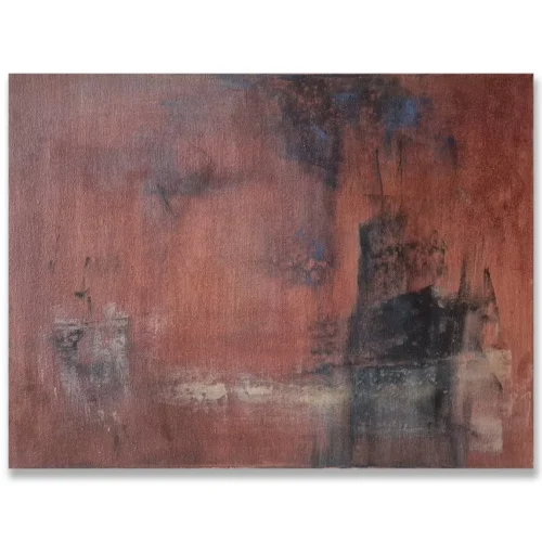 Claudio Valenti: The waiting sea, 2026 Mixed media on canvas. 40x30cm Seen from Bulli Pass, the ocean becomes a vast field of movement and waiting, where distant cargo ships sit quietly along the coast. Their barely perceptible presence shifts the view between landscape and the traces of a working sea.